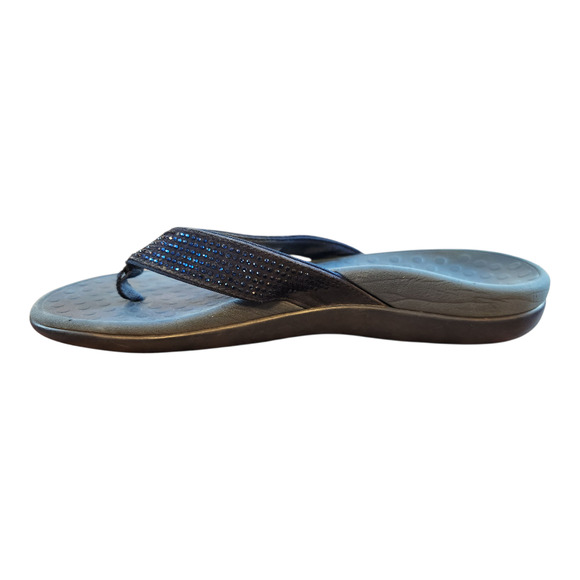 Vionic 320 Tiders navy rhinestone orthotic post toe flip flop sandal sz 8 shoe - Picture 7 of 13